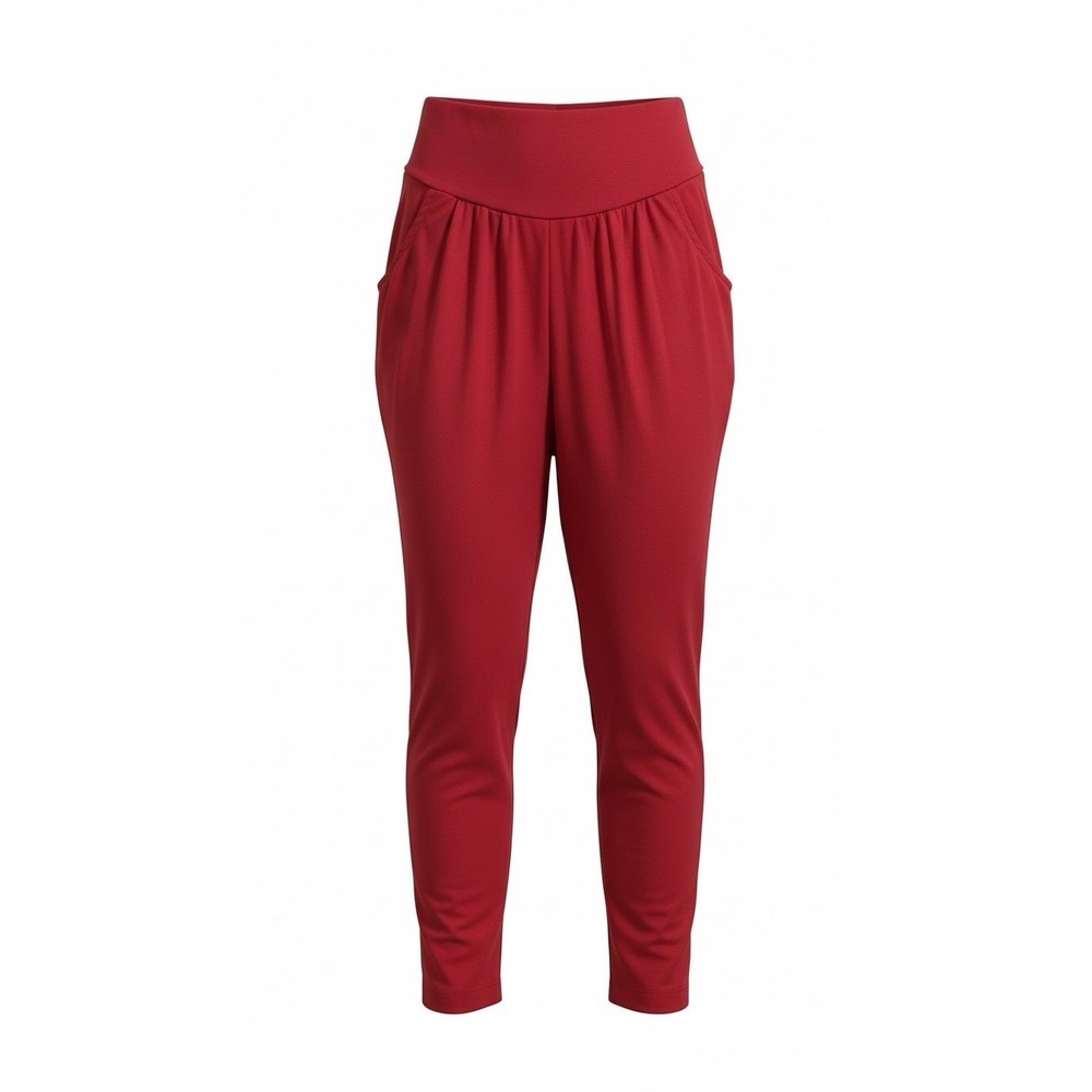 Favorites Knit Pants Women 32/13W Red Vintage High Waist Pleated Pockets